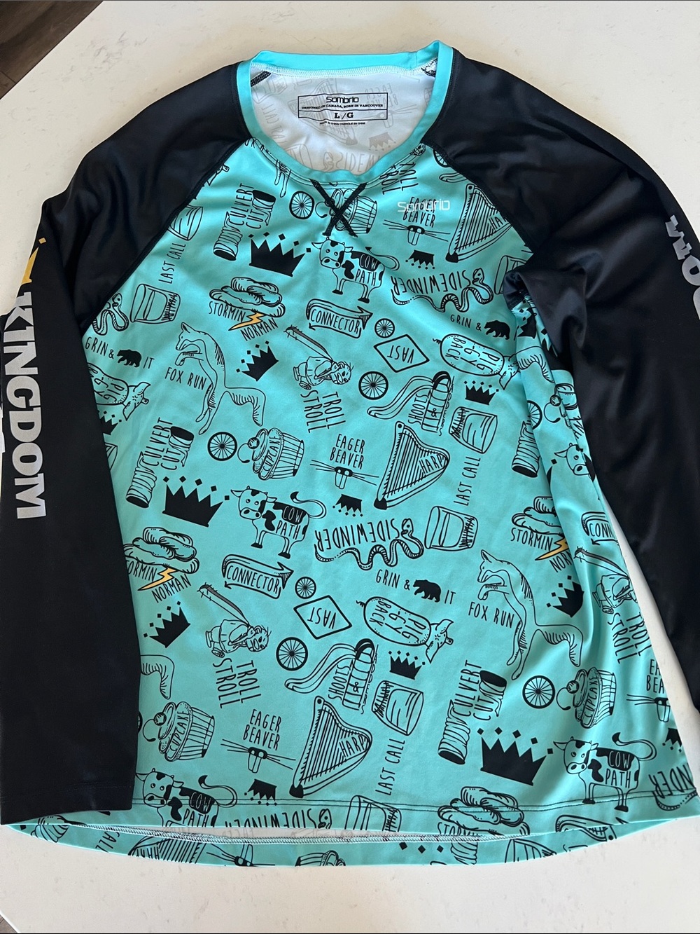 Kingdom Trails Women's Aqua & Black Long-Sleeve Bike Jersey